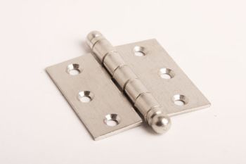 Hinge brushed nickel 62mm x 63mm with ball knob/spherical head