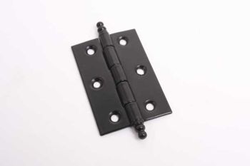 Furniture hinge with decorative head plain black iron 63mm x 42mm