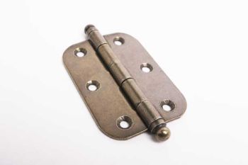 Furniture hinge antique bronze with round corners 62mm