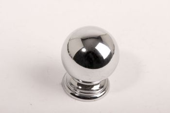 Knob ball shiny chrome round 28mm with base