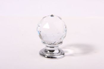 Knob crystal with chrome 25mm, 30mm or 35mm