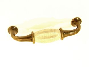 Handle bronze antique 96mm antique white crackle porcelain.