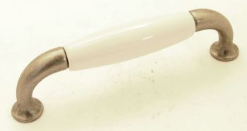 Handle antique silver with white porcelain 96mm.