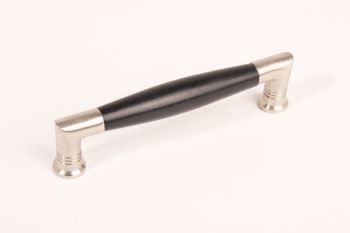 Handle barrel model brushed nickel with black ebony 128mm ribbing