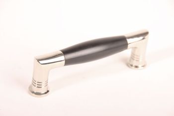 Handle barrel model with ribbing 96mm shiny nickel/black ebony