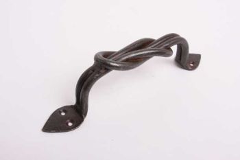 Handle with button forged iron rust or metal gray 185mm