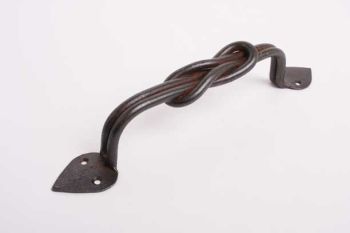 Drawer handle with button forged iron rust or metal gray 260mm
