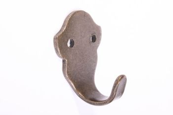 Coat hook single hook from 1 piece bronze antique