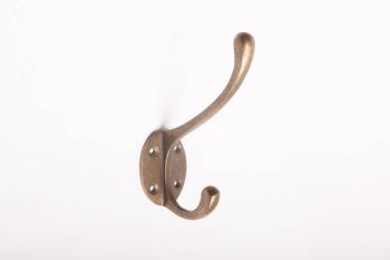 classic coat hook double hook bronze antique 120mm
