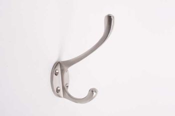 Coat hook double coat and hat hook brushed nickel 120mm