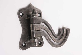 Coat hook with three hooks silver antique swivel