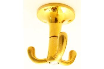 Ceiling hook swivel with three hooks polished brass 56mm