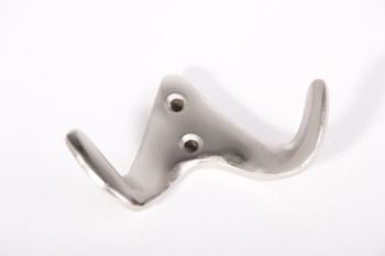 Retro coat hook double brushed or shiny nickel 70mm