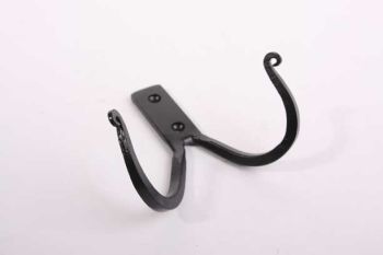 Coat hook rural forged iron black with double hook 90mm