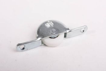 Castor 76mm for sliding doors with white plastic tread and ball bearings