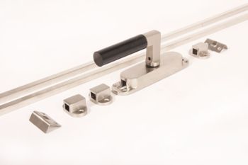 Lever espagnolette Bauhaus 110mm brushed nickel/bakelite + rods