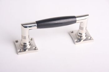 Door handle 150mm barrel model short shiny nickel with black ebony