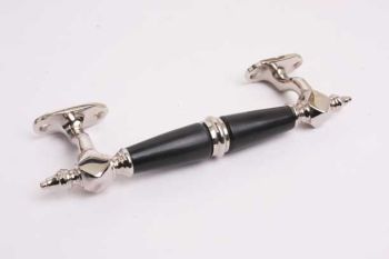 Door handle shiny nickel with black ebony 175mm