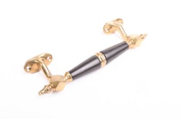 Window handle and door handle brass polish with black ebony 175mm