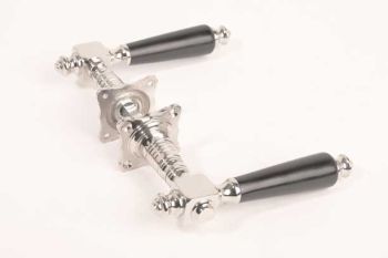 Door handle classic nickel and black ebony with rosettes 136mm (pair)