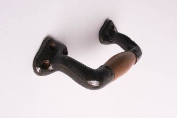 Door handle and window handle barrel model cast iron rust with wooden spacer