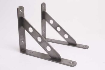 Shelf carrier corner support tin color 160 x 200mm iron blank metal gray per pair