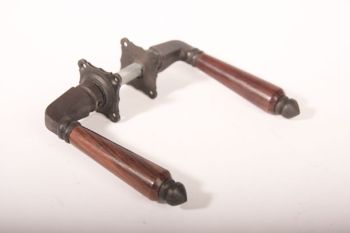 Door handles (pair) 130mm old gray with rosettes - teak