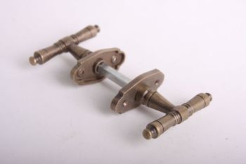 Door handle bronze antique including rosettes T-shape per pair