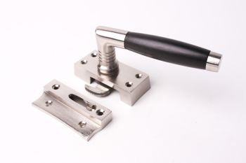 Raamsluiting ton-model geborsteld nikkel met zwart ebbenhout rechts