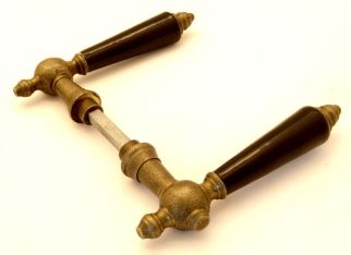 Door handles (pair) bronze antique with black porcelain