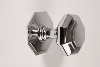 Door knob shiny chrome octagonal 75mm