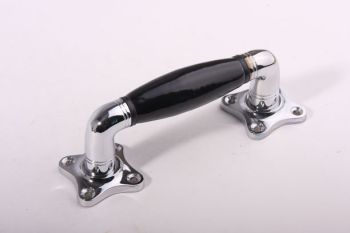 Door handle/window handle Chrome with black porcelain(barrel) 140mm low.