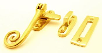 Window catch rural with curl polished brass with stopper