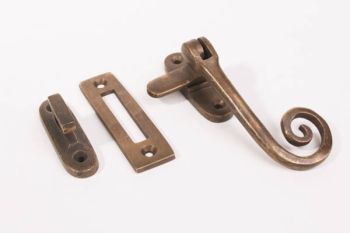 Window catch rural with curl bronze antique with stop