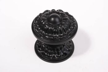Door knob black powder coated on solid brass 71mm
