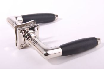 Door handle barrel model shiny chrome with bakelite including rosettes per pair