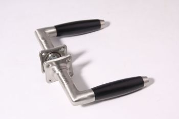 Door handle barrel model brushed chrome with black ebony