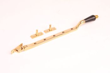 Window stay polished brass - ebony 285mm - 6.7mm