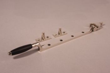 Window stay for pivot window barrel model shiny nickel with ebony 33cm - 8mm