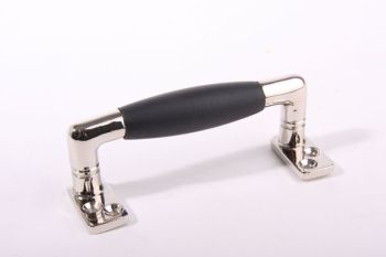 Window handle barrel model shiny nickel or brushed nickel with ebony wood 104mm