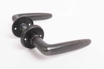 Door handle cast iron gray Dudok with round handle rosettes 115mm tin color per pair