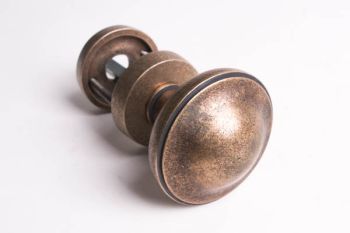 Security rosette 55mm with pin 8mm and front door knob round 73mm bronze antique