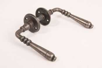 Classic door handle pair silver antique including rosettes