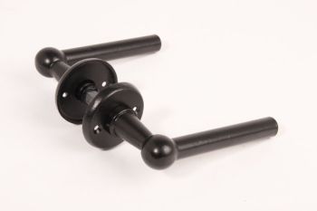 Door handle black railroad handle Chemin de Fer with round rosettes per pair
