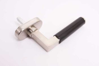 Window handle turn-tilt Bauhaus square brushed nickel and black ebony