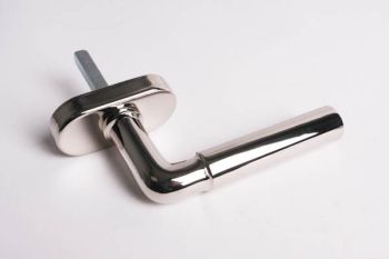 Window handle for tilt-and-turn windows Bauhaus round shiny nickel