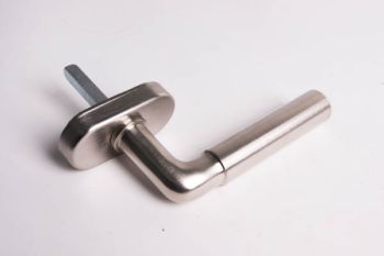 Window handle for tilt-and-turn windows Bauhaus round brushed nickel