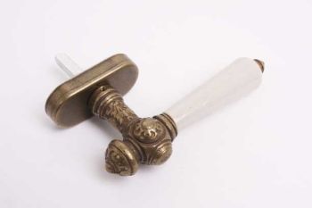Window handle classic bronze antique with black or white porcelain turn-tilt