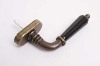 Window handle classic bronze antique with black or white porcelain turn-tilt