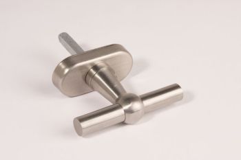 Window handle Chemin de Fer (T) brushed stainless steel turn-tilt